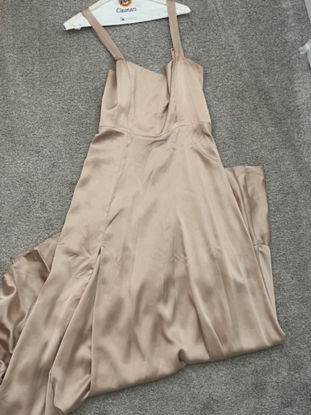 Show Me Your Mumu | Champagne Satin Maxi Dress | Open Back | Formal | Bridesmaid
